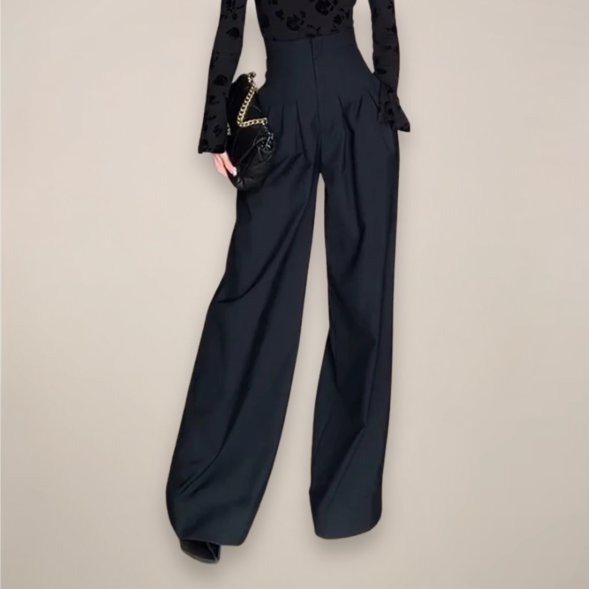 Estiloso Pantalón para Mujer Tiro-Alto Pierna-Ancha Fluido