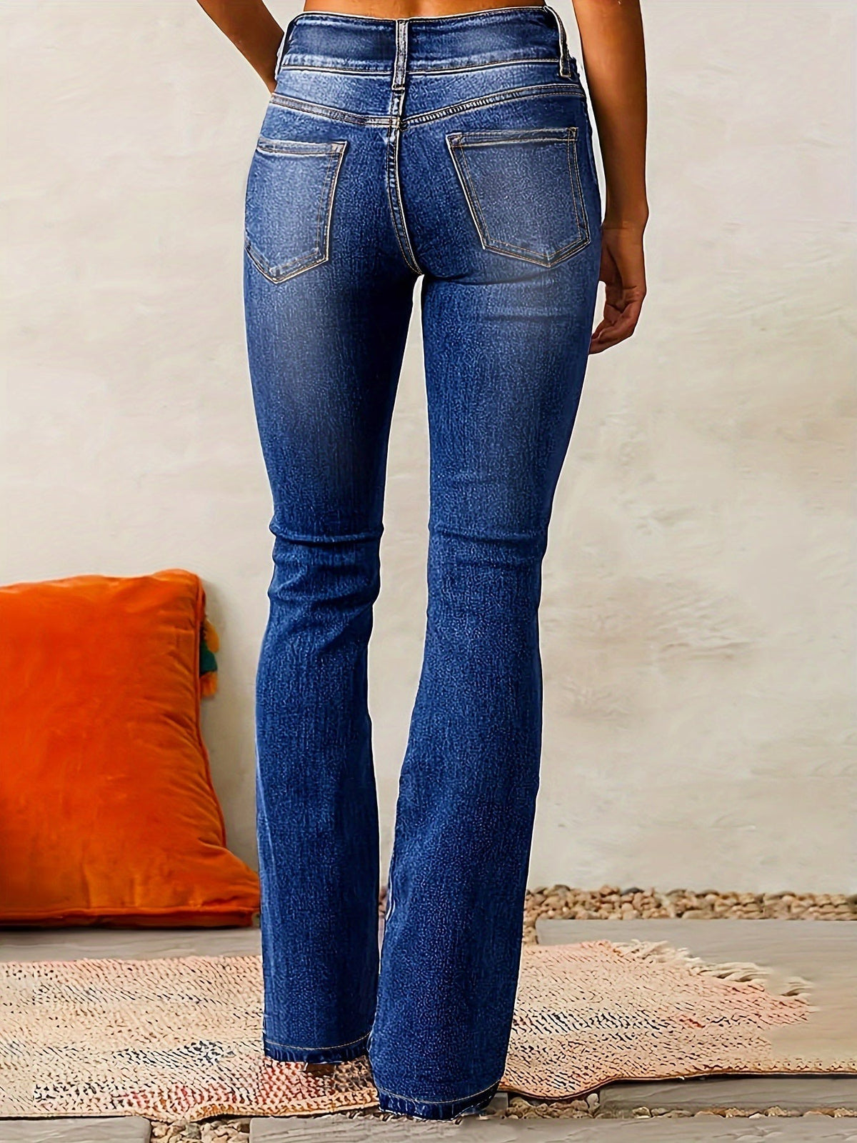 Estilosos Vaqueros para Mujer Tiro-Alto Pierna-Ancha Denim-Suave