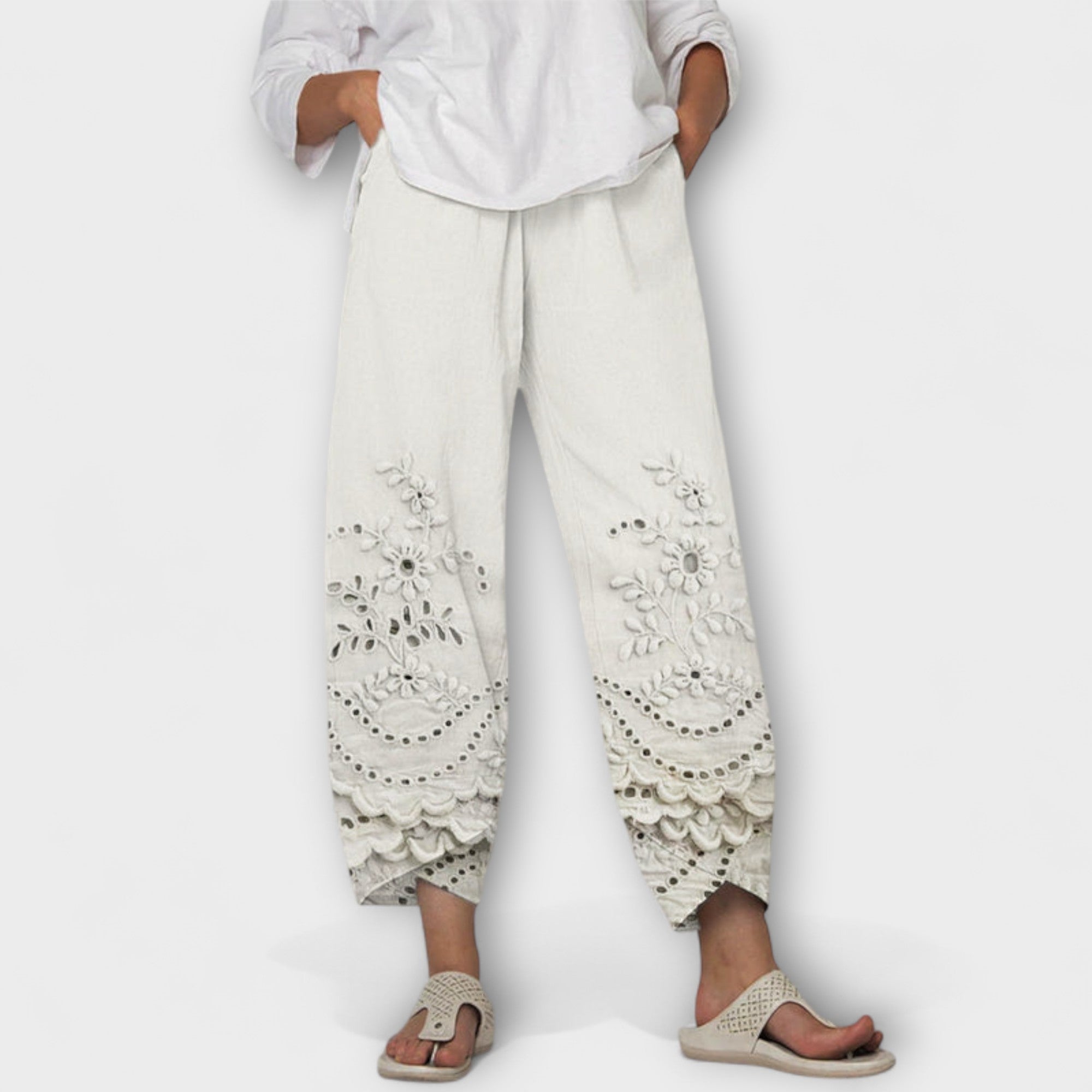 Chloe – Elegant Printed Lace Trousers