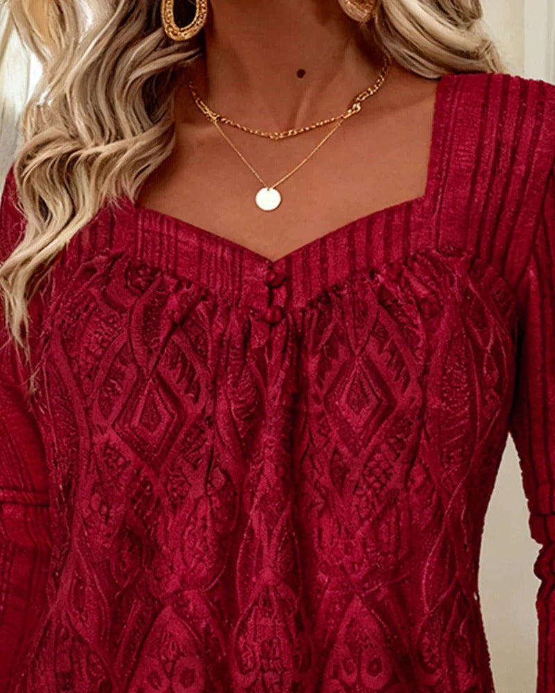 Vera - Elegant Square Neck Lace Top
