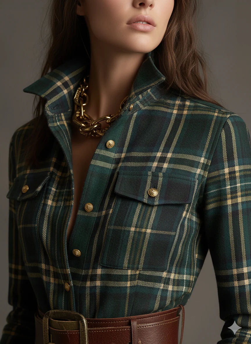 Celyne - Plaid Flared Maxi Dress