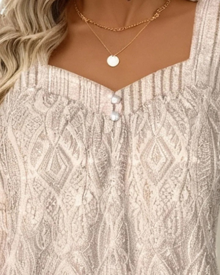 Vera - Elegant Square Neck Lace Top