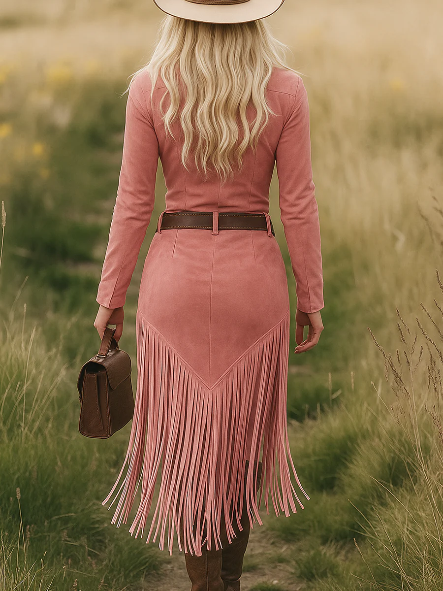 Bellara - Western Suede Fringe Midikjole