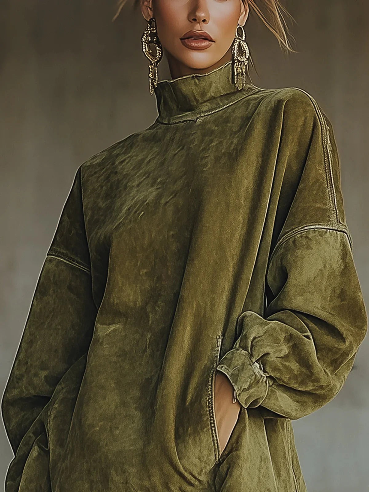 Xand - Fringed Mock Neck Tunic