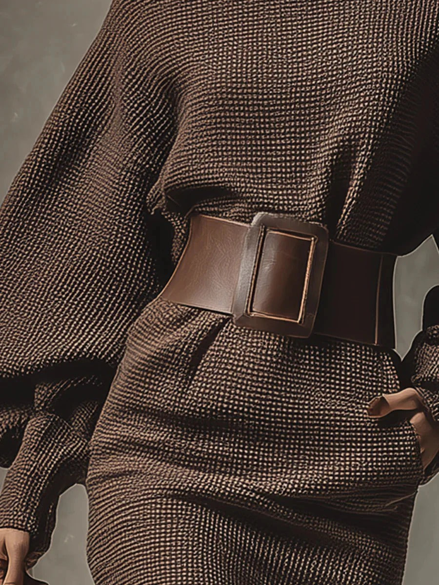 Aureya - Structured Belted Knit Dress