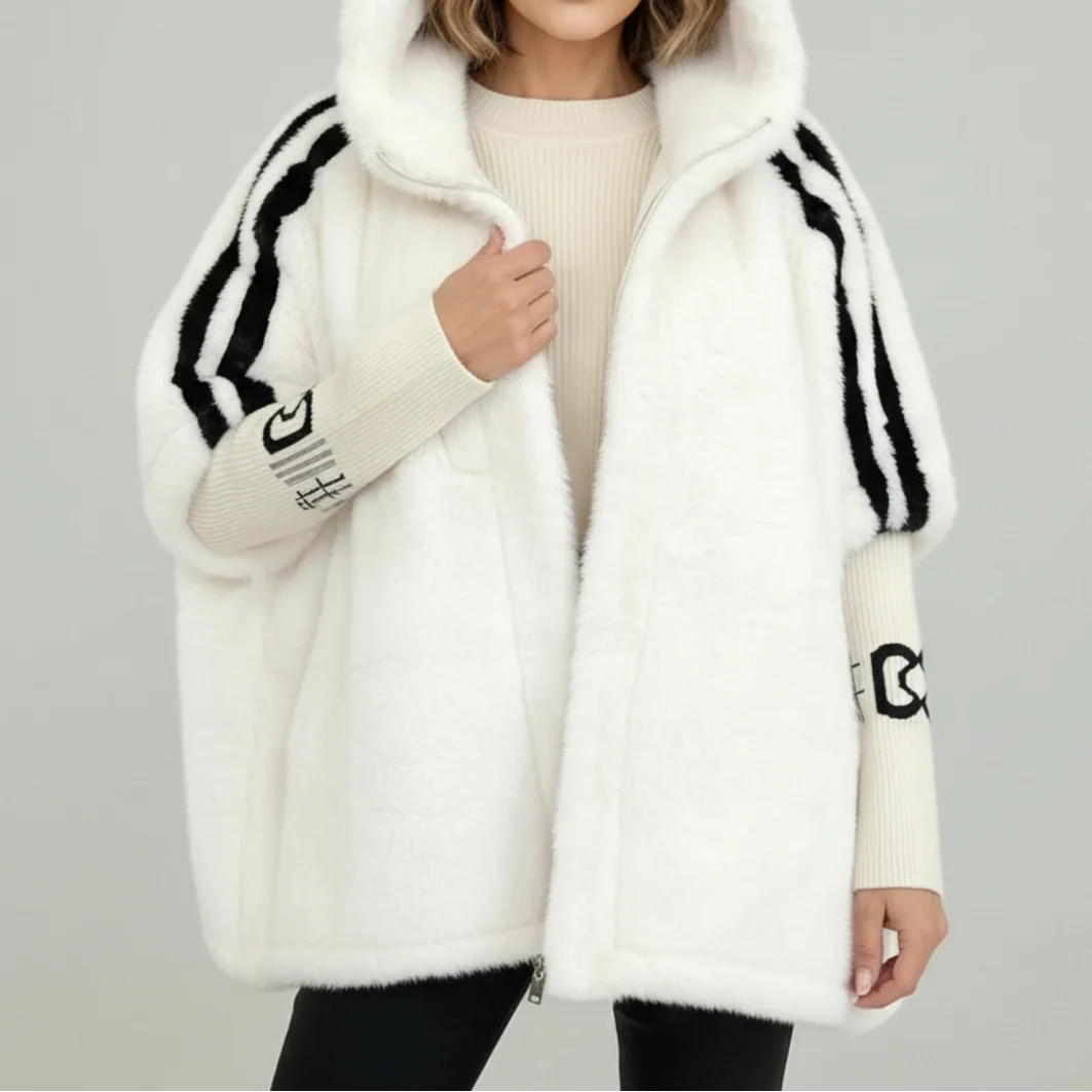 Odessa - Chaqueta con capucha de piel sintética llamativa