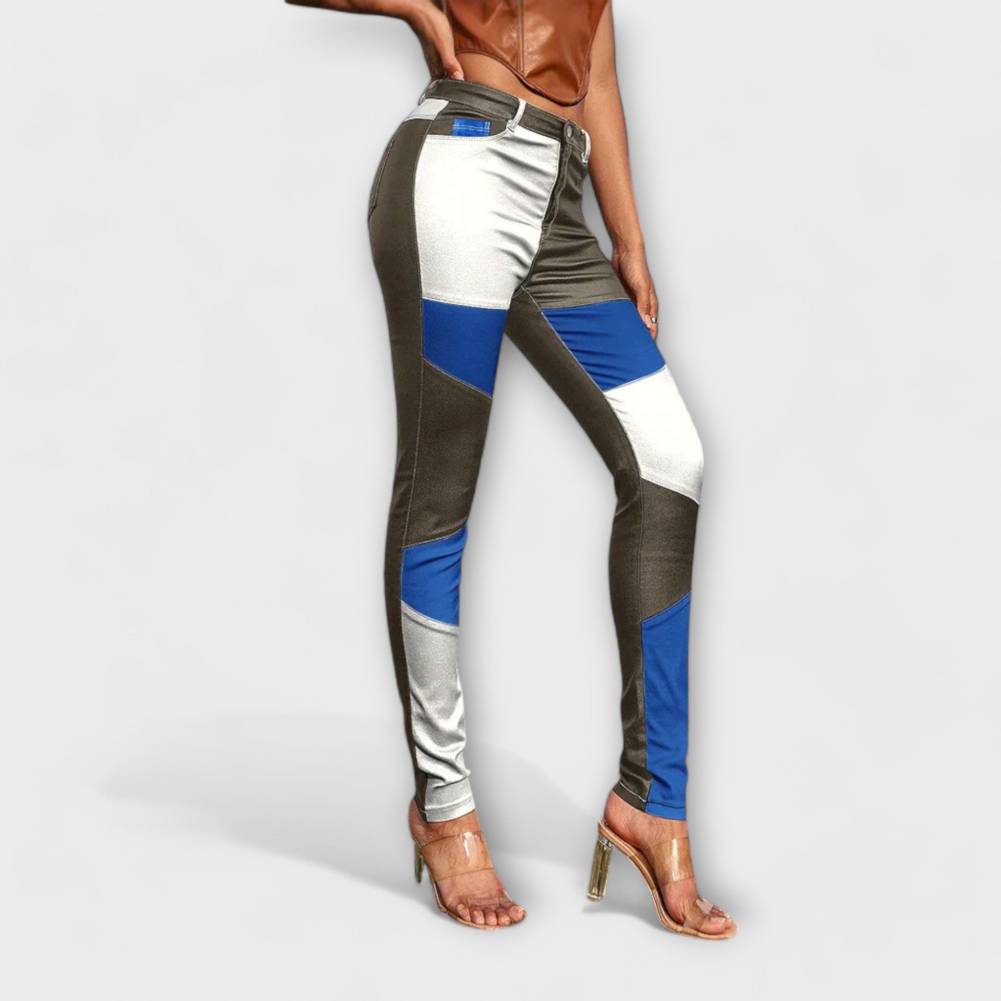 Calliope - skinny jeans with color block pattern