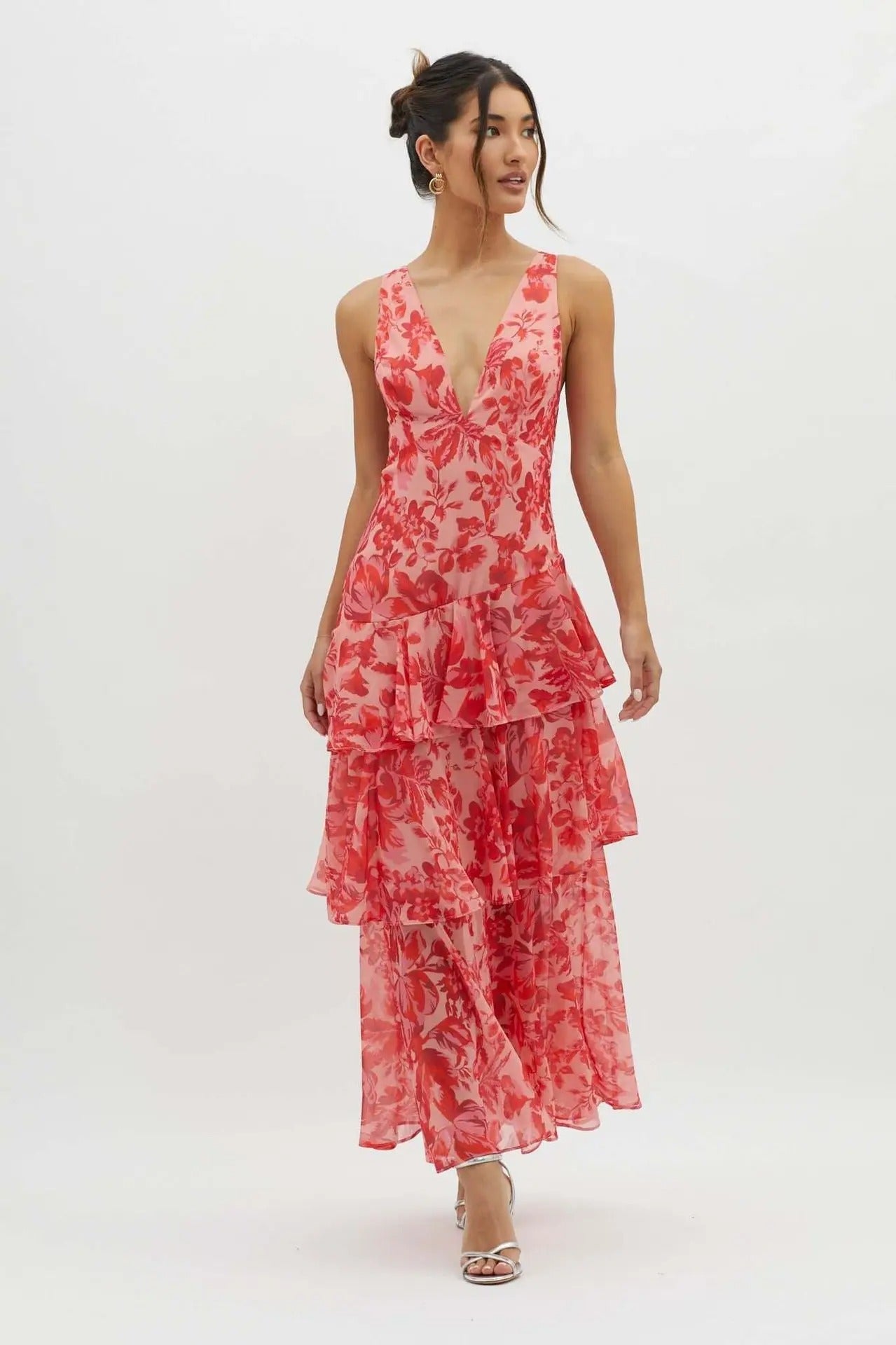 Maria | Women’s Elegant Floral Tiered Maxi Dress