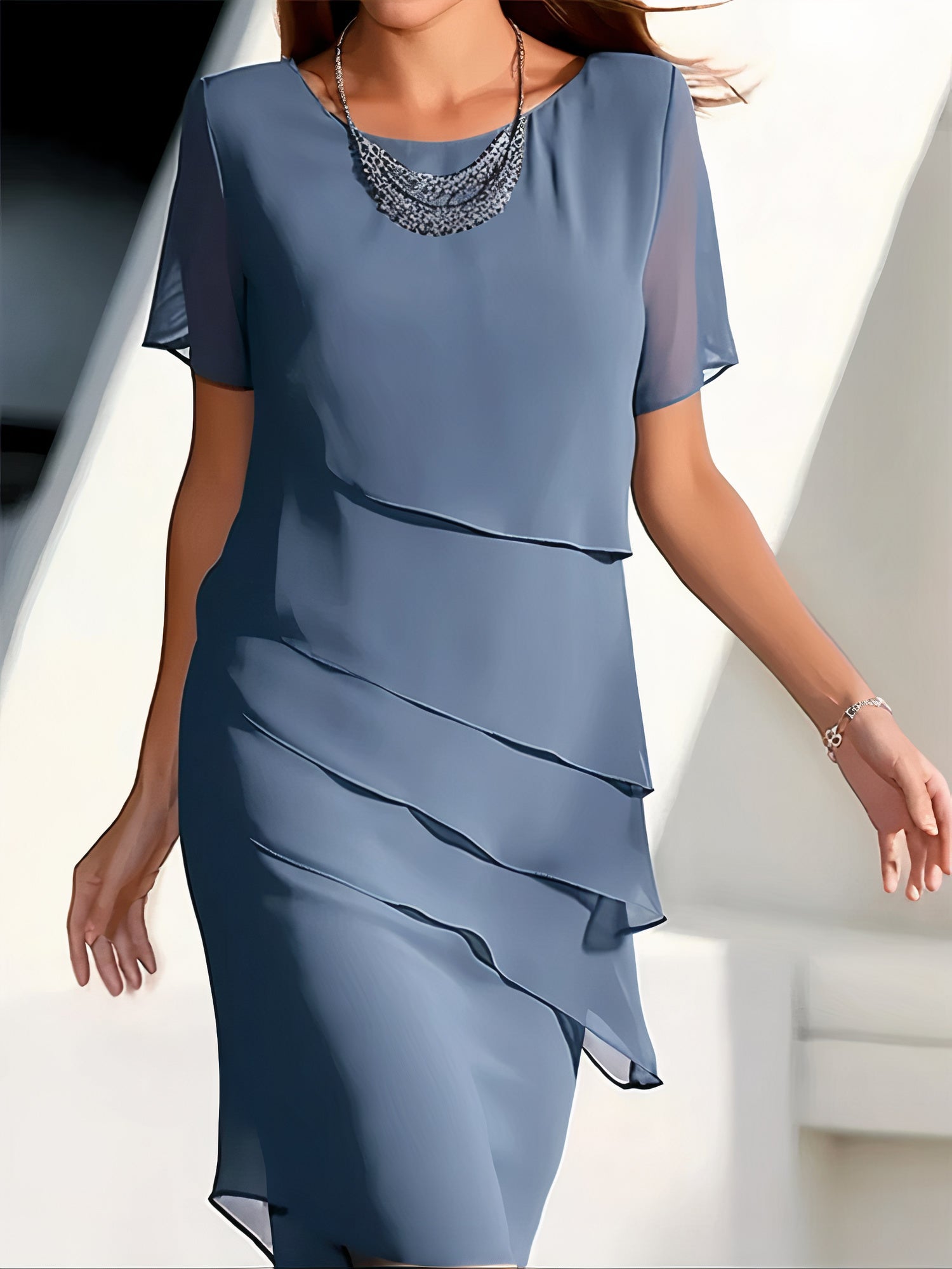 Qynira - Tiered Chiffon Dress