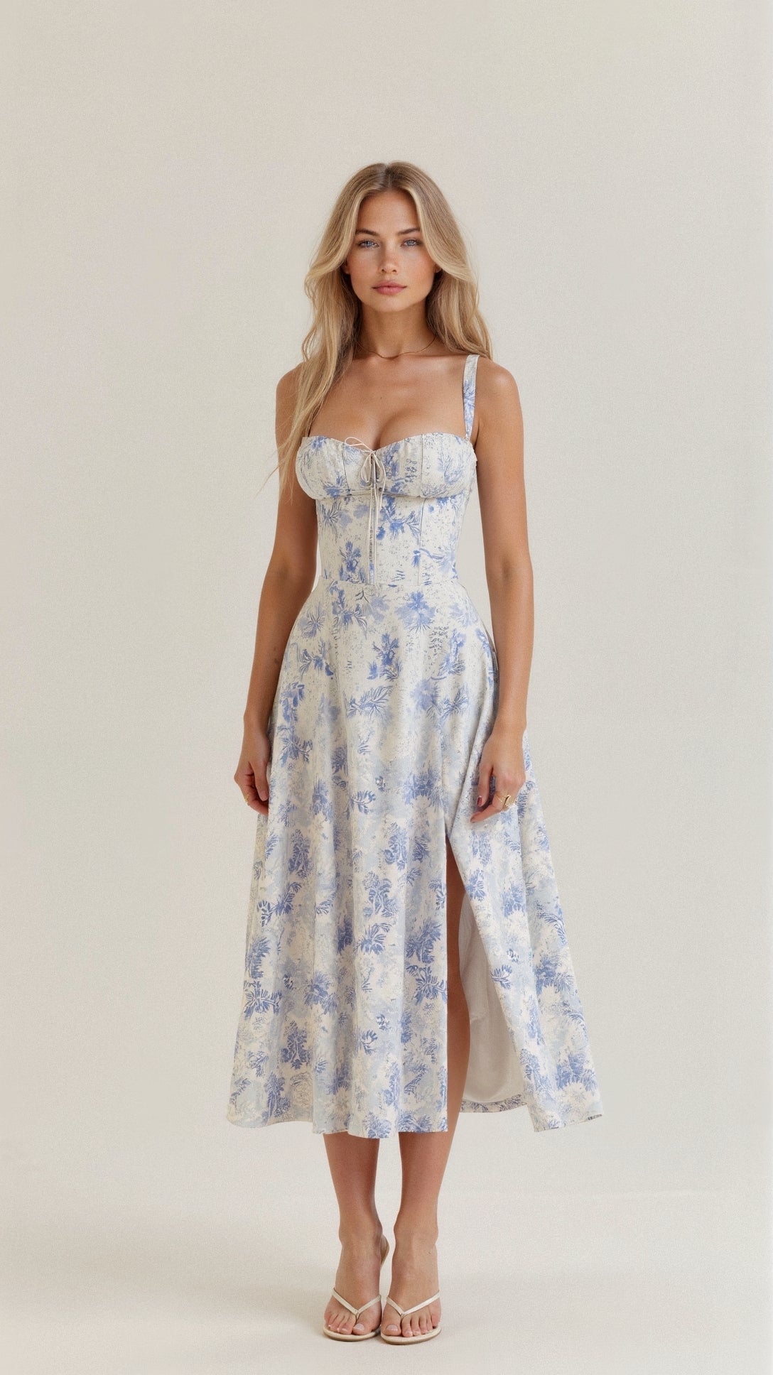 Bonnie | Vestido midi con corsé floral chic