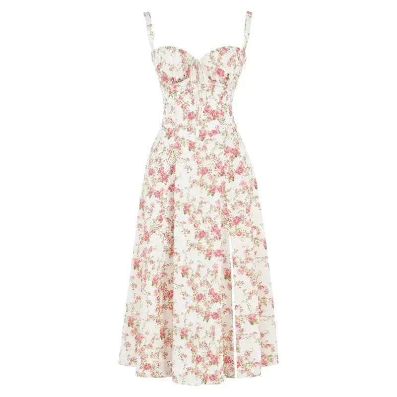 Bonnie | Vestido midi con corsé floral chic
