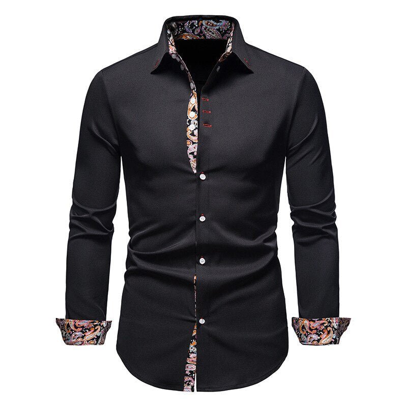 Isaac | Men’s Stylish White Shirt with Floral Cuffs