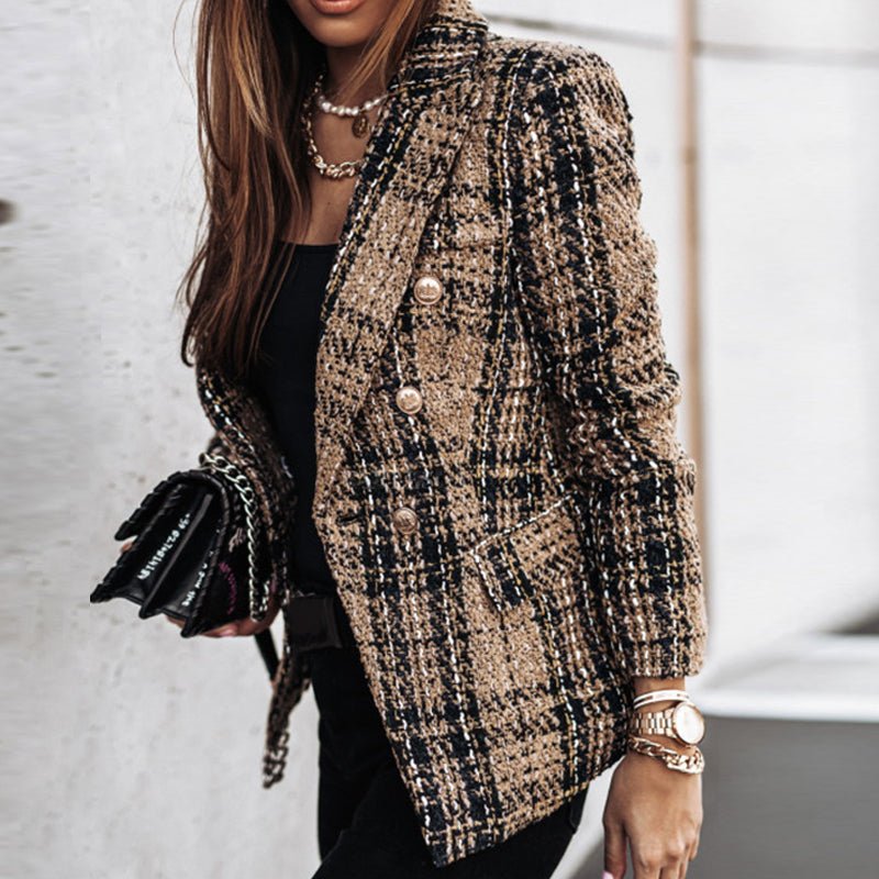 Zane – Classic Printed Check Blazer Coat