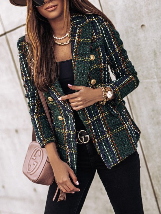 Zane – Classic Printed Check Blazer Coat