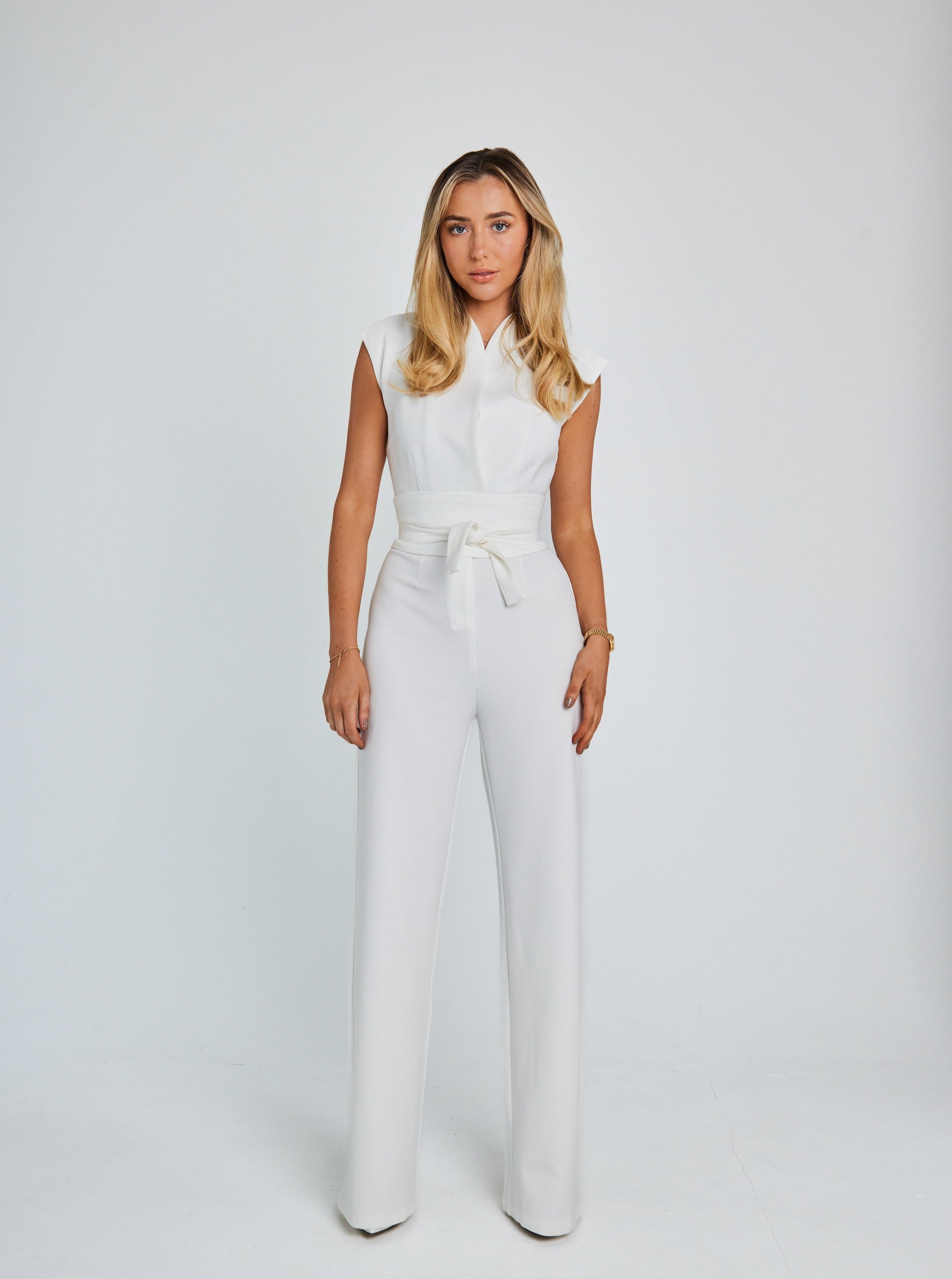 Darlene - Sleeveless Belted Jumpsuit