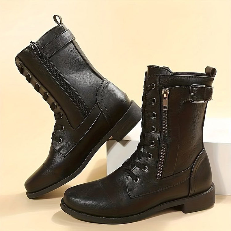 Rebecca | Women's Side-Zip Combat Boots