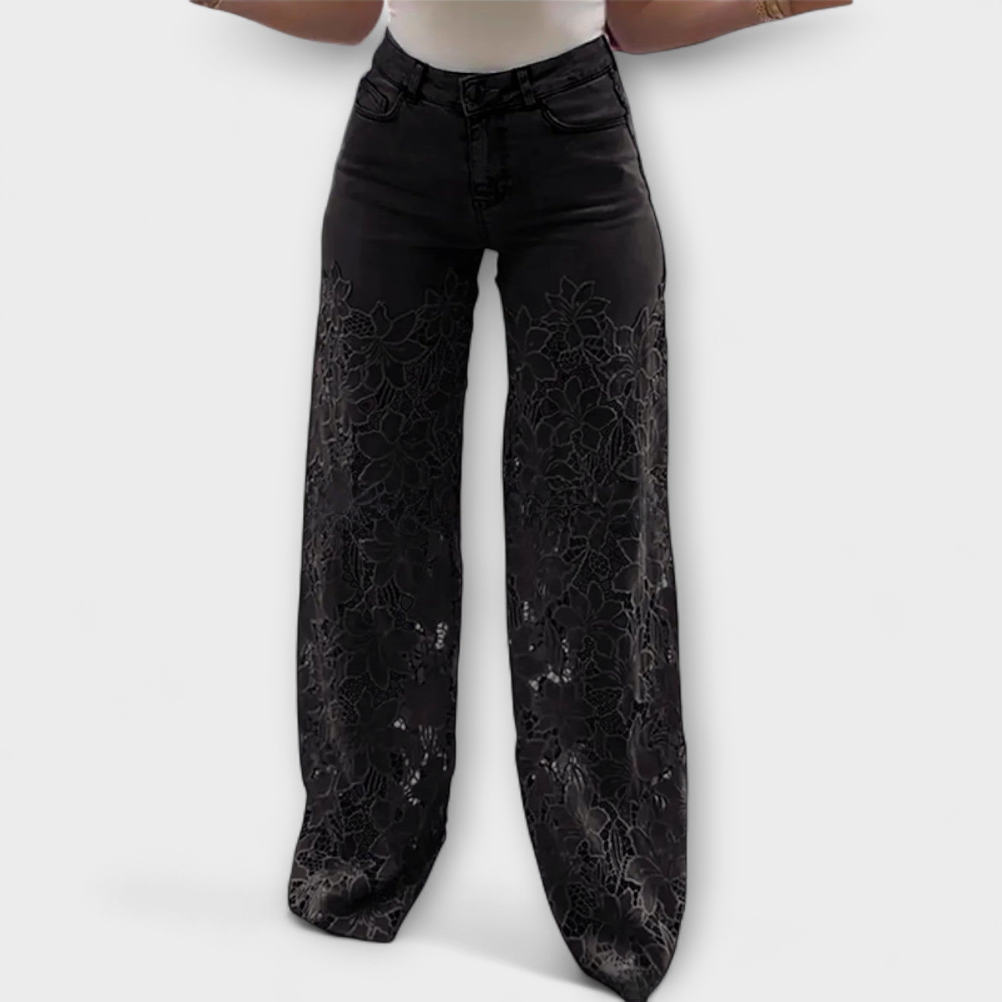 Trendy lace patchwork jeans