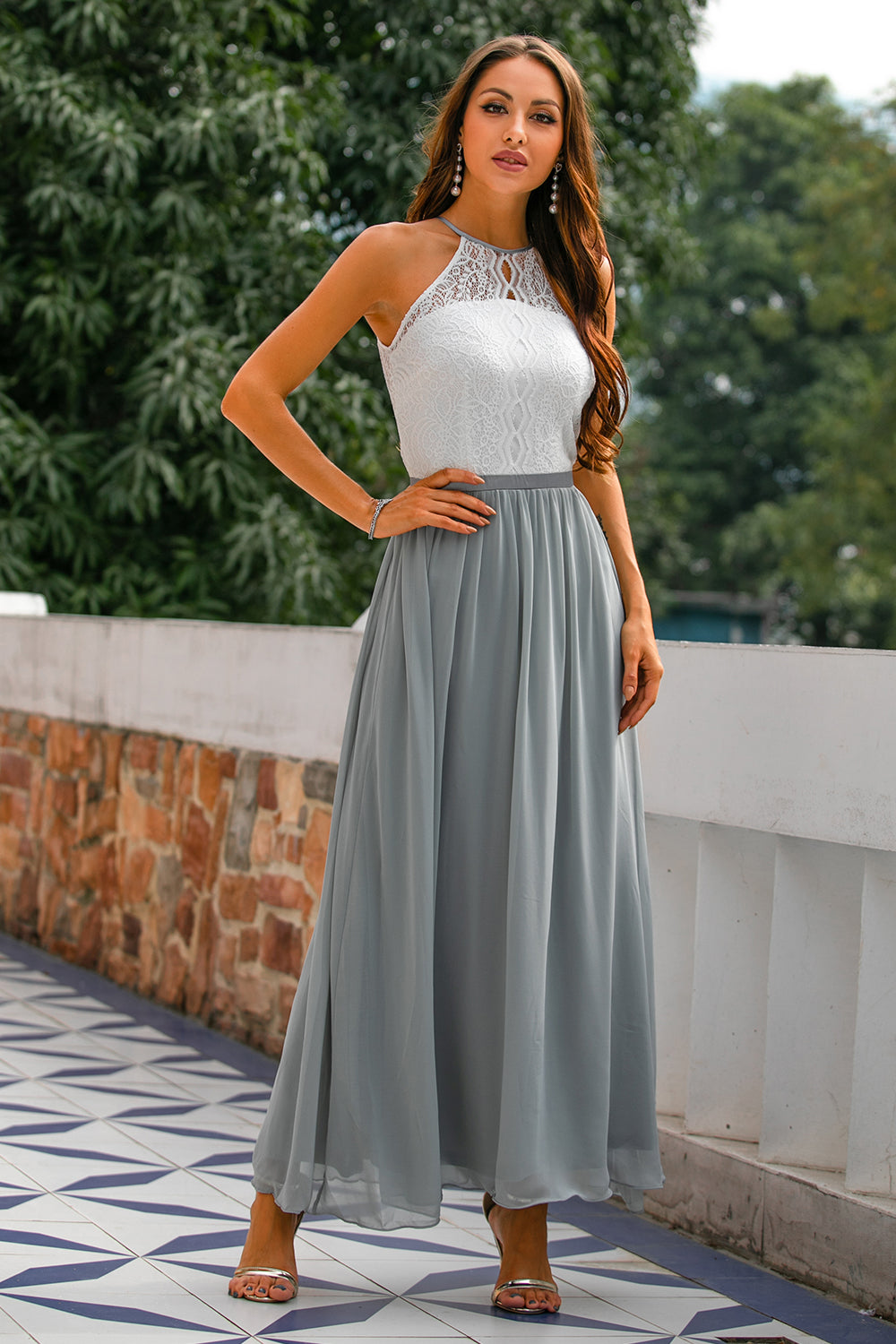 Claire | Women Wedding Guest Halter Maxi Dress