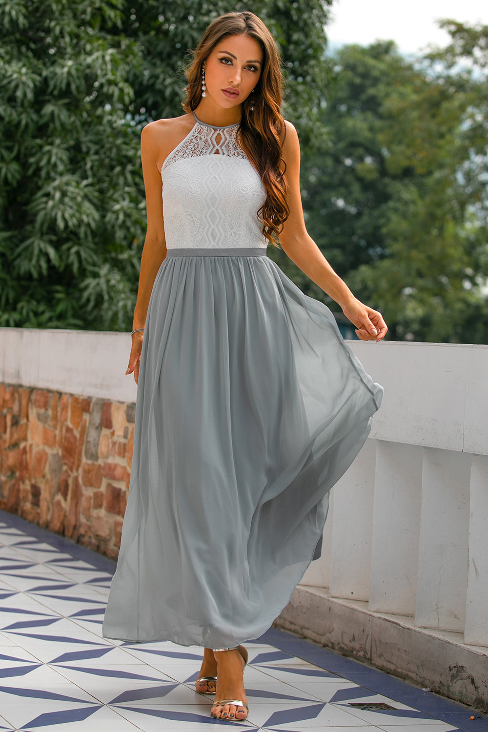 Claire | Women Wedding Guest Halter Maxi Dress