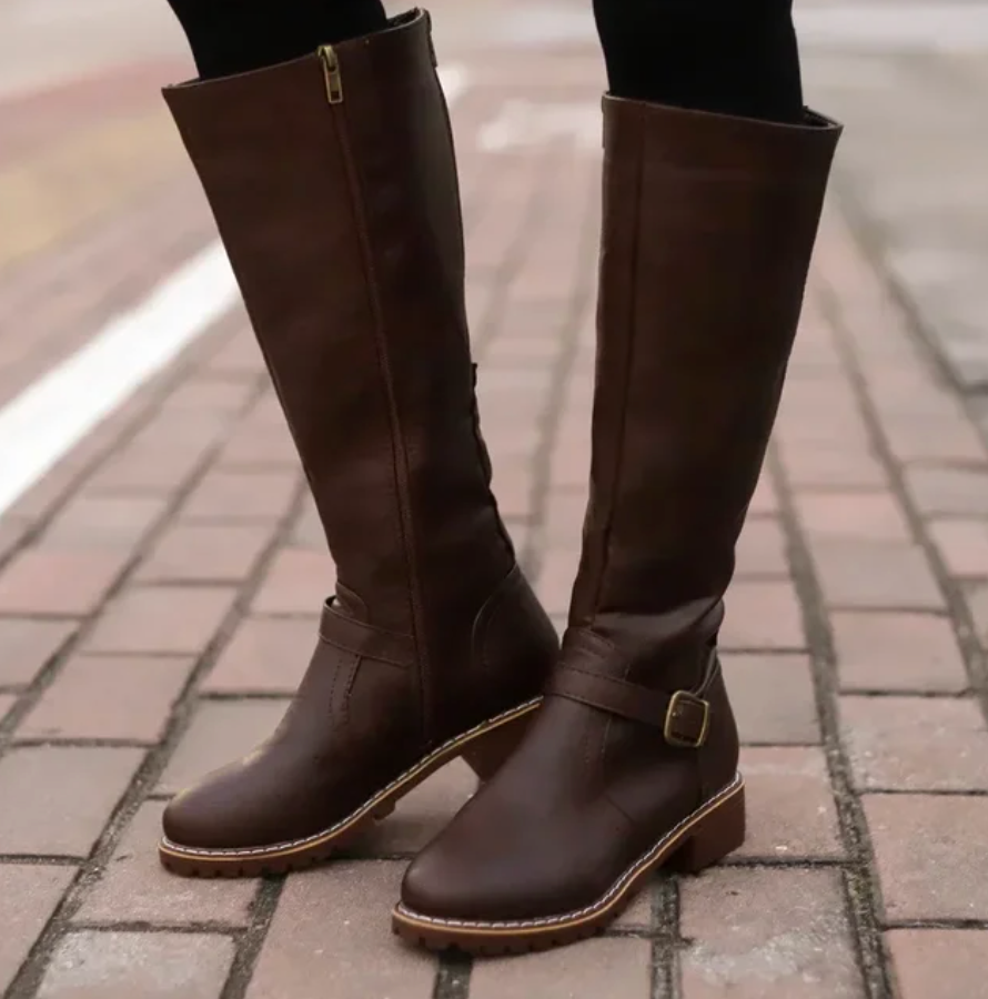 Chloe | Elegantes botas de cuero hasta la rodilla para mujer