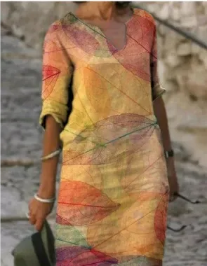 Hailey | Vestido midi floral con cuello en V para mujer