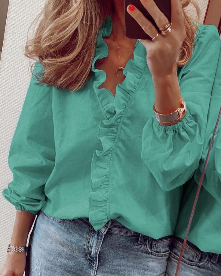 Brinley – Ruffled V-Neck Blouse
