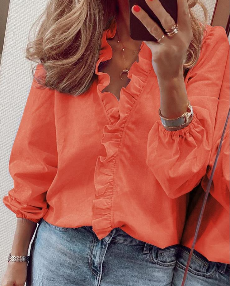 Brinley – Ruffled V-Neck Blouse