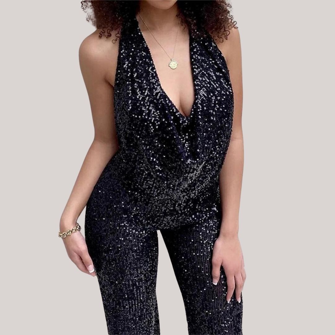Katerin - Halter-jumpsuit med pailletter