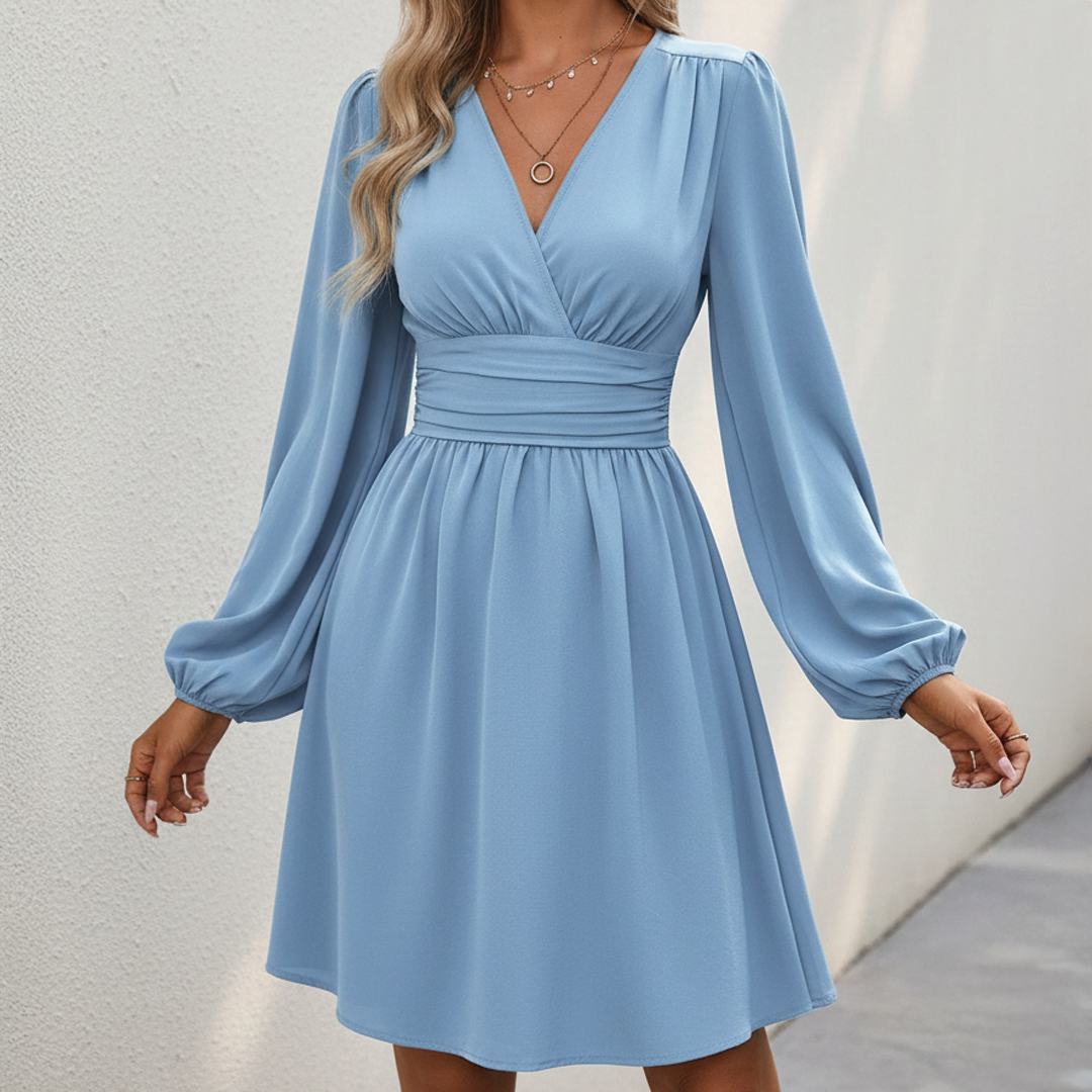 Olyra - Elegant Pleated Midi Dress