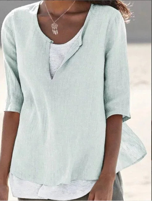 Camilla - Split Neck Casual Blouse