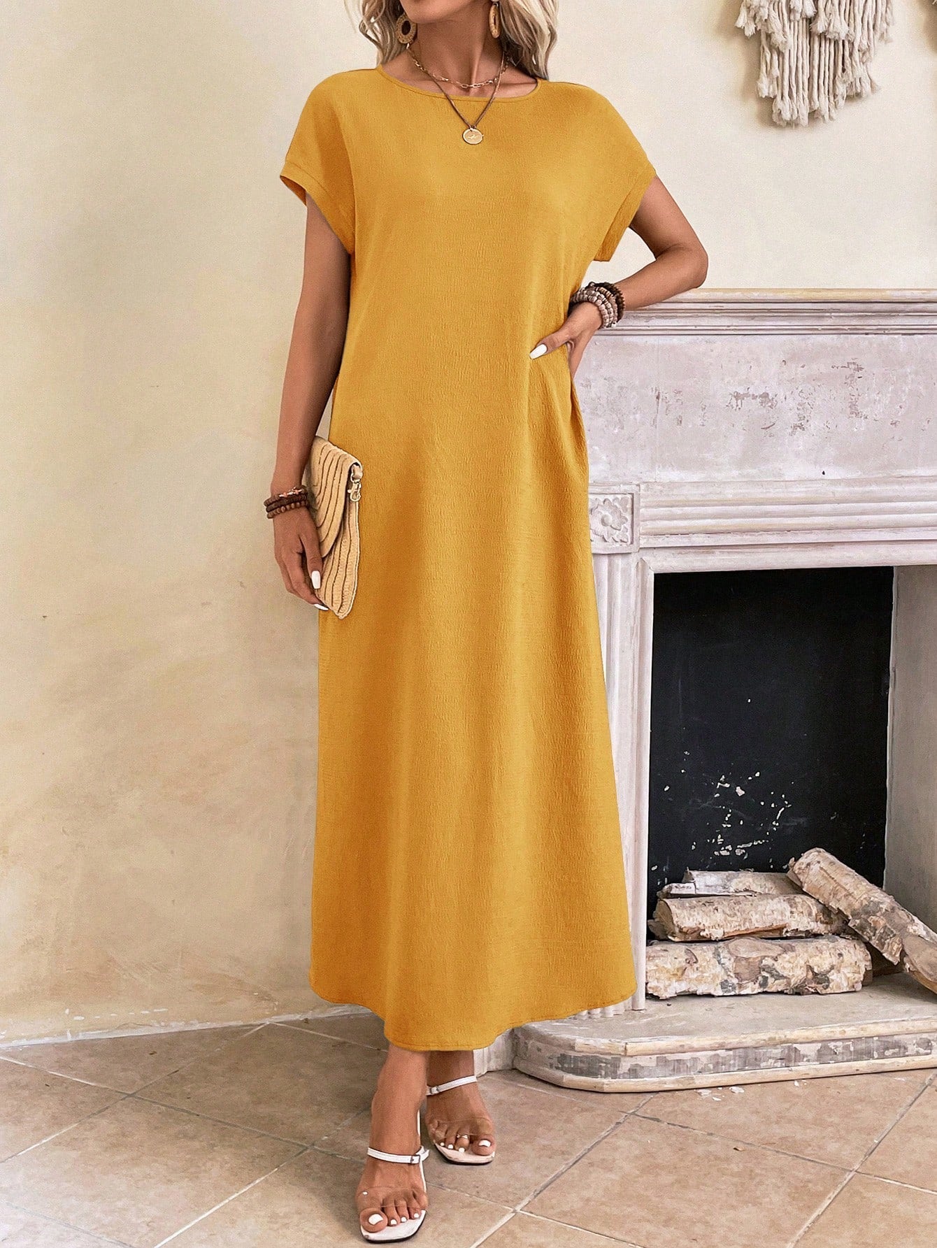 Hovira - Casual Batwing Tunic Dress
