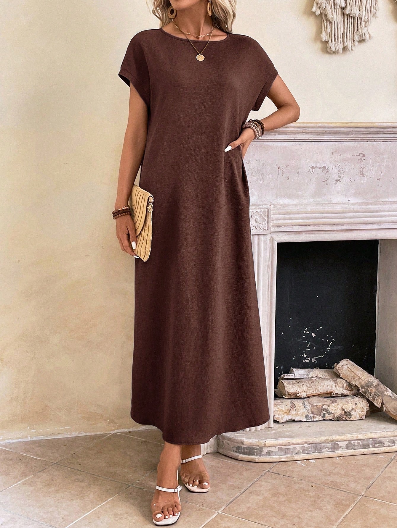 Hovira - Casual Batwing Tunic Dress