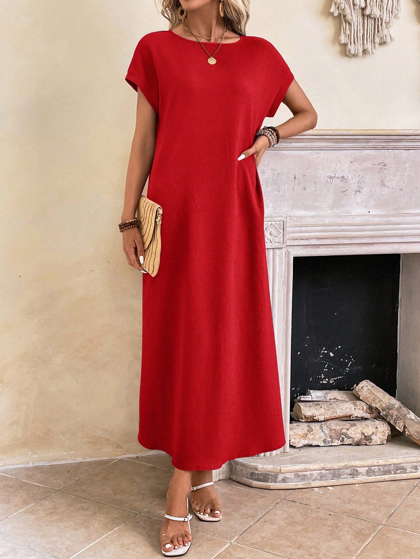 Hovira - Casual Batwing Tunic Dress