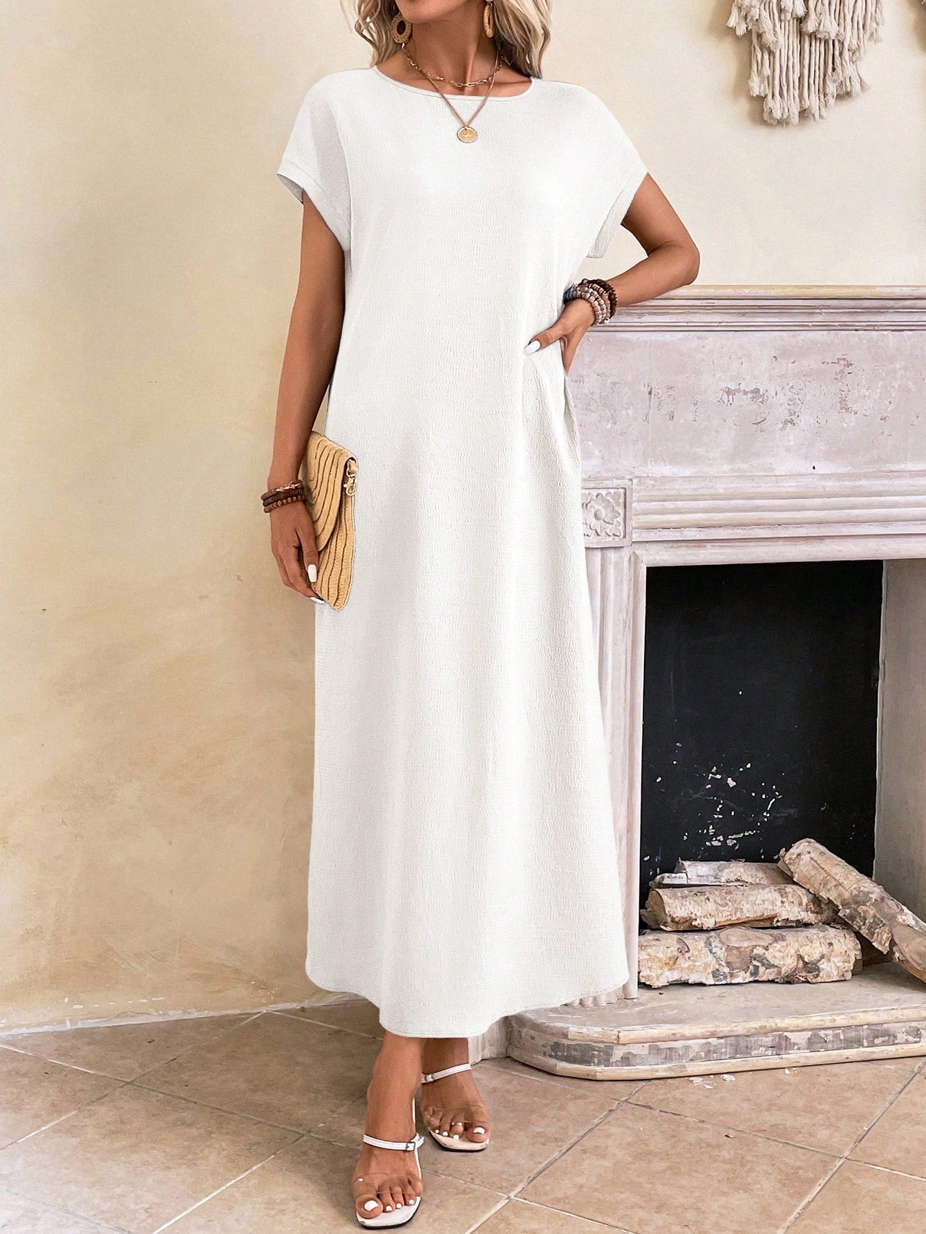 Hovira - Casual Batwing Tunic Dress