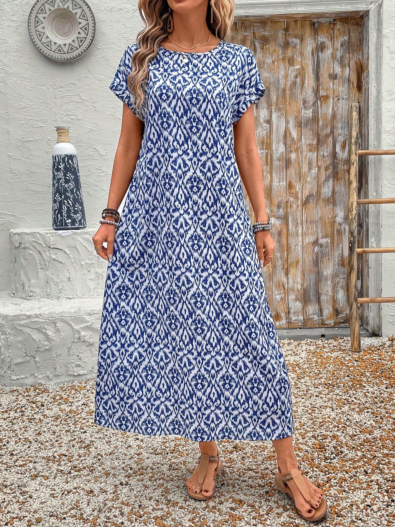 Hovira - Casual Batwing Tunic Dress