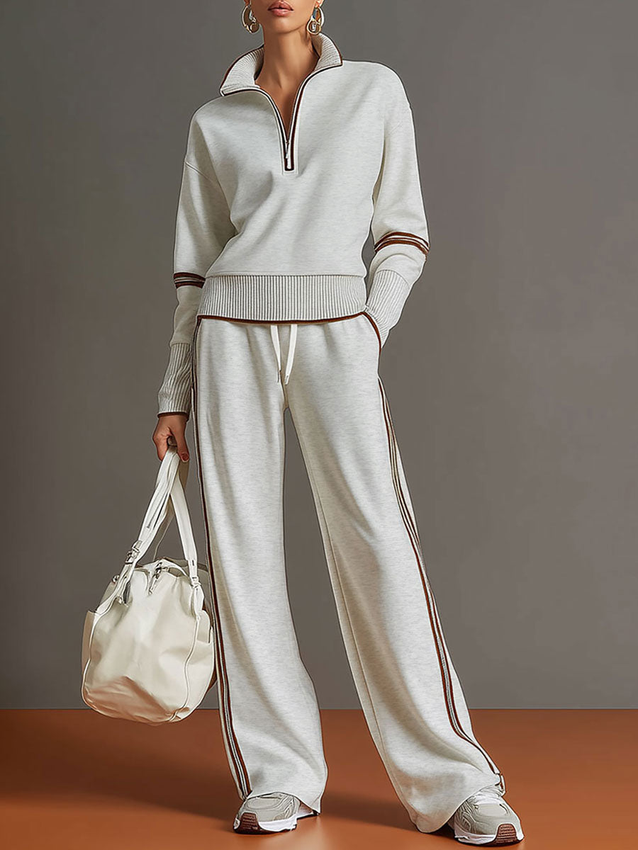 Priscilla - Elegant Sporty Set with Half Zip Sweatshirt