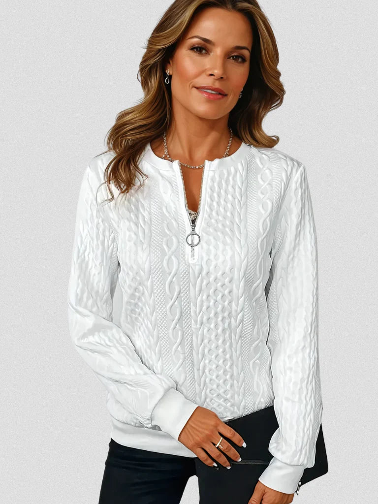 Thalienne | Cable Knit Zip Sweater