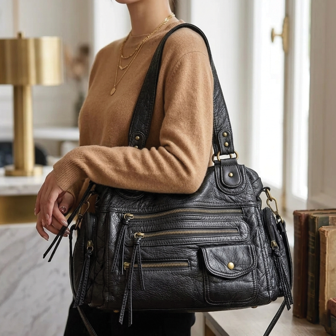 Fanelle - Vegan Leather Shoulder Satchel Bag