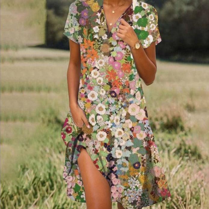 Morielle - Blomstret Midi Sommerkjole
