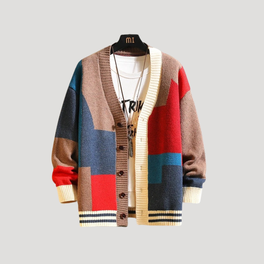 Amelia | Women’s Spring Colorblock Button Knit Cardigan