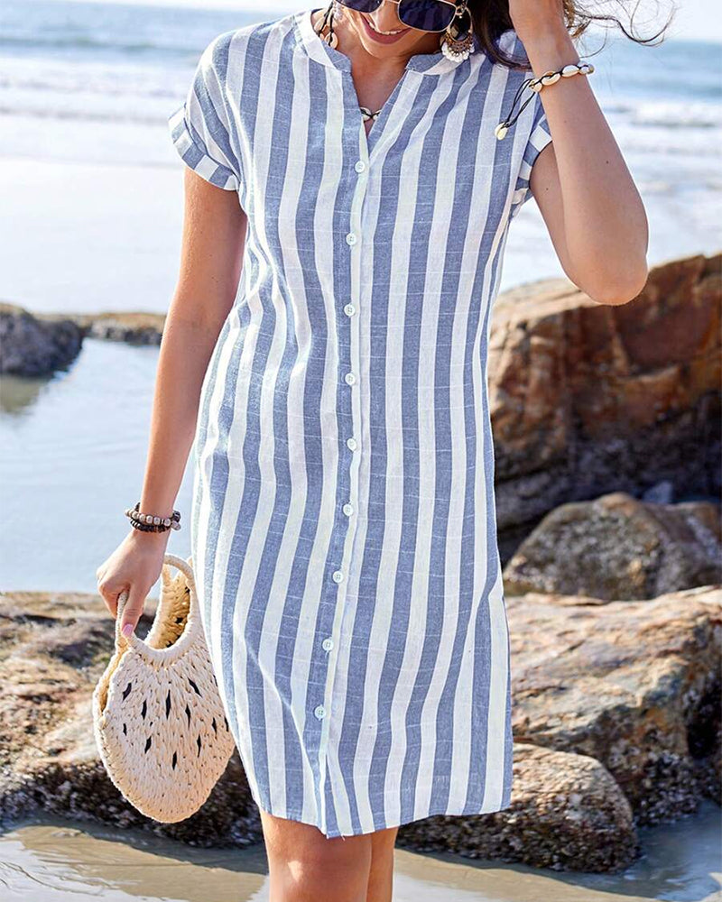 Melyne - Striped Shirt Dress