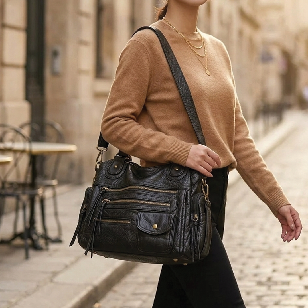 Fanelle - Vegan Leather Shoulder Satchel Bag