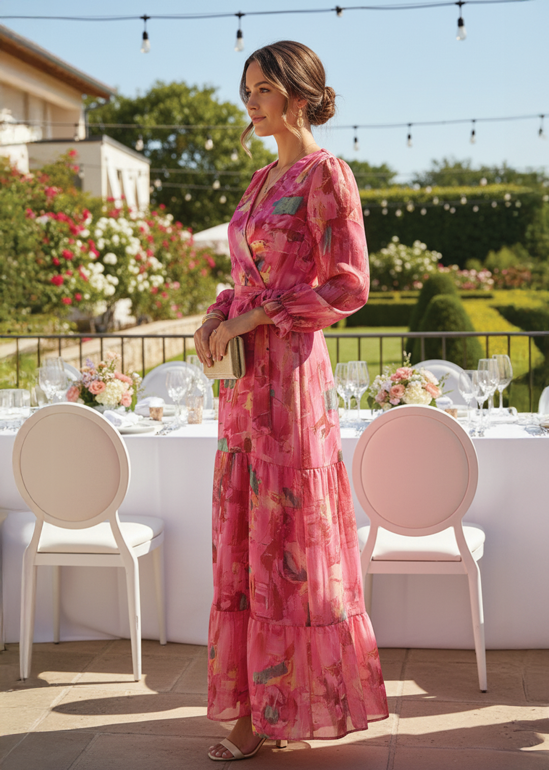 Mavelle - Wrap Tiered Maxi Dress