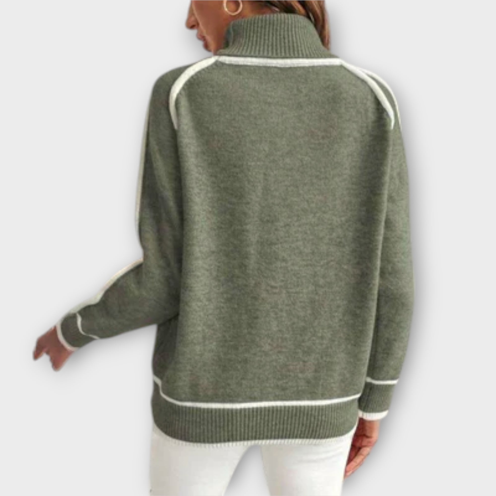 Christine - Luxurious olive green knit sweater