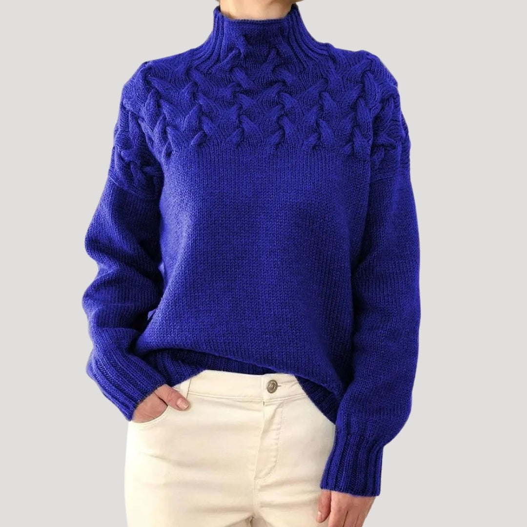 Emma | Women’s Spring Cable High-Neck Sweater