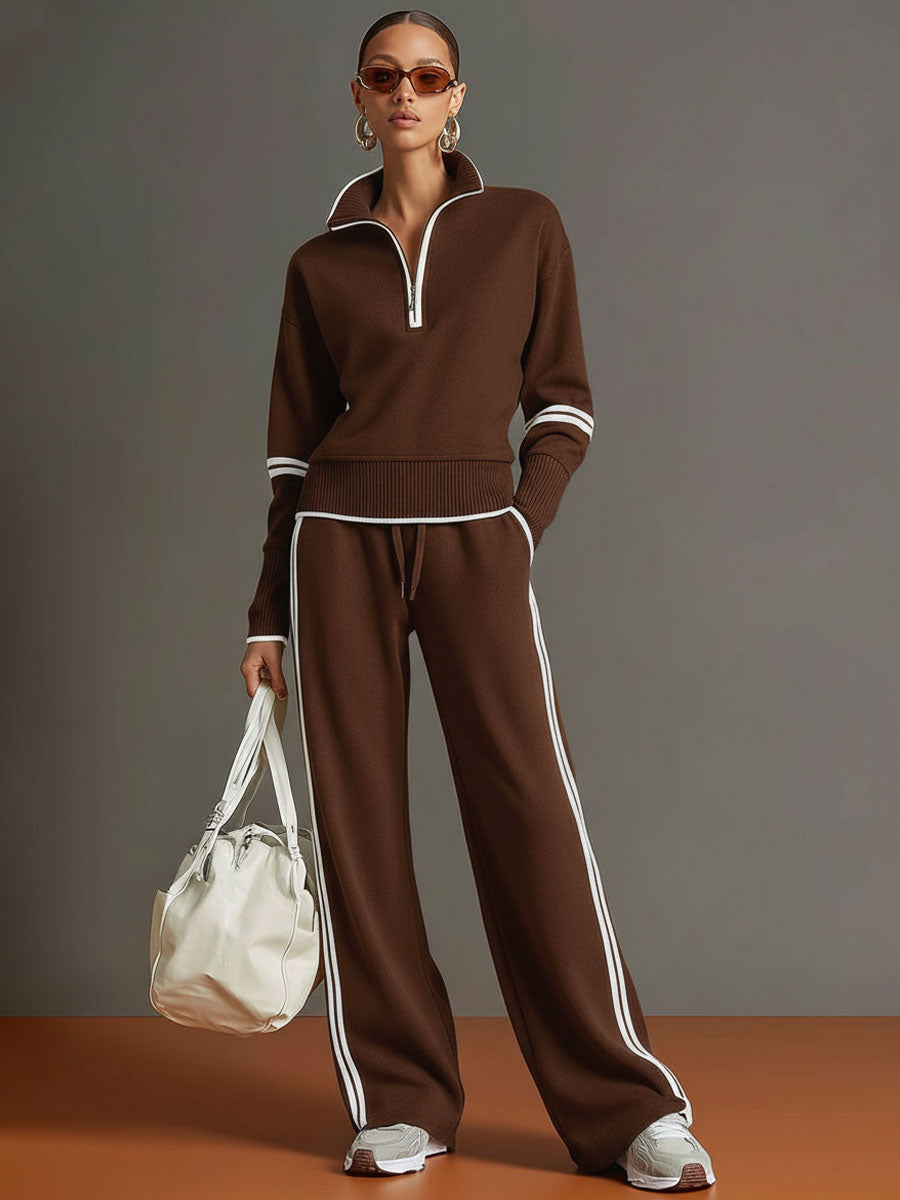Priscilla - Elegant Sporty Set with Half Zip Sweatshirt