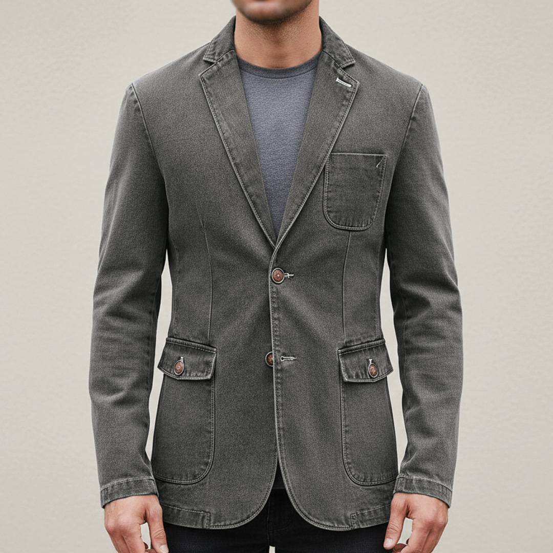 Dreven - afslappet denimblazer
