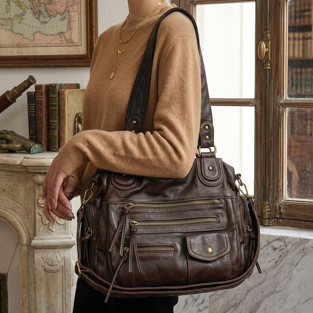 Fanelle - Vegan Leather Shoulder Satchel Bag
