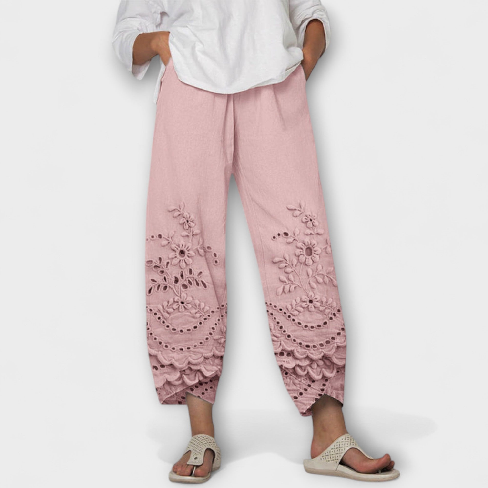 Chloe – Elegant Printed Lace Trousers