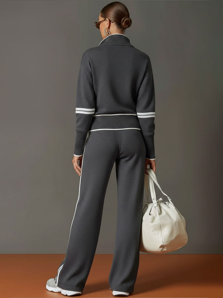 Priscilla - Elegant Sporty Set with Half Zip Sweatshirt